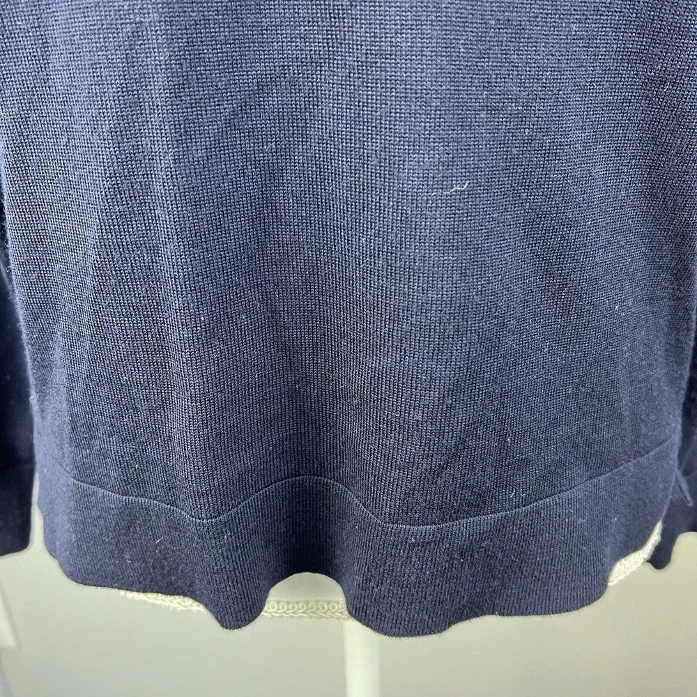 J.CREW Merino Wool Blend Sweater Size S Navy Blue Thin Knit Crewneck